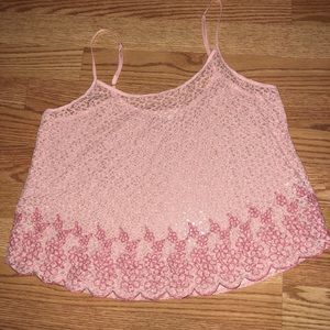 Peach and coral lace spaghetti strap top